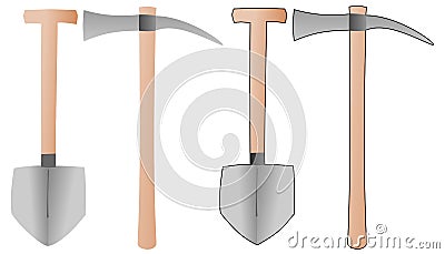 Tools - spade and hoe Stock Photo
