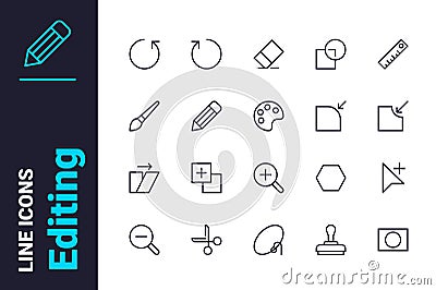 Tools to creative edit file icons set Vector Illustration