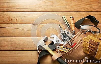 Tools in tool belt Stock Photo