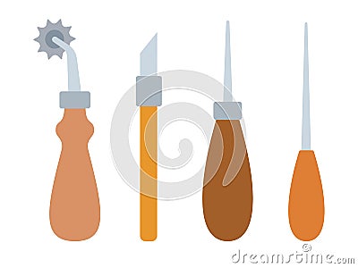 Tools for working with skin flat isolated Vector Illustration