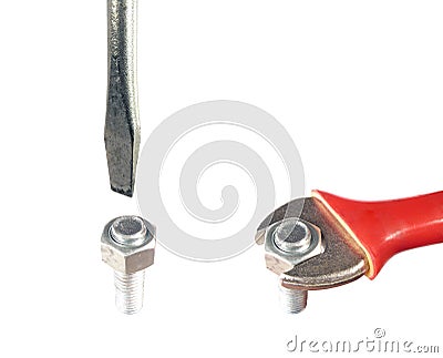 Tools, wrong and right Stock Photo