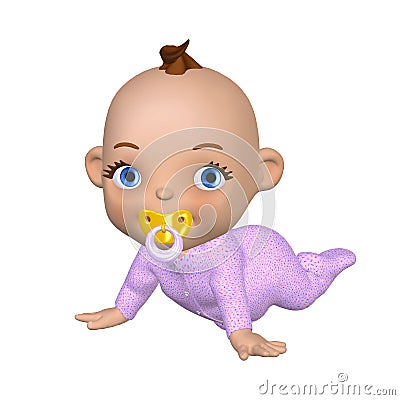 Toon Baby Crawling Stock Photo