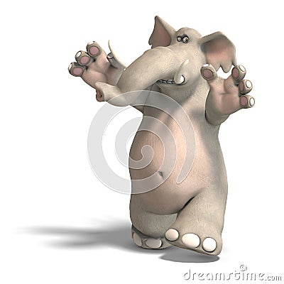 Toon elephant is scared Stock Photo