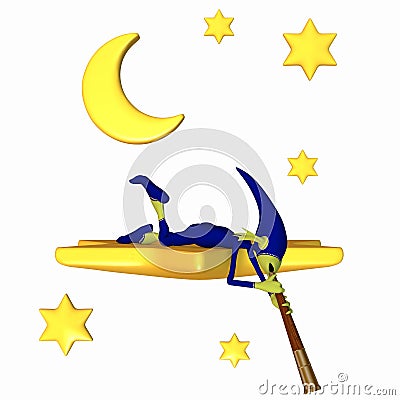 Toon Figure - Little Astronomer Stock Photo