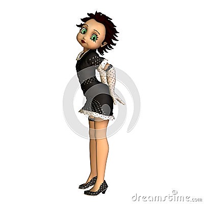 Toon Pinup Girl in Black Stock Photo