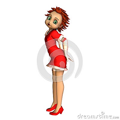 Toon Pinup Girl in Red Stock Photo