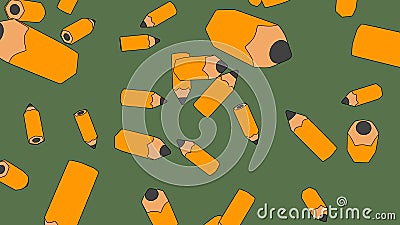 Toon style pencils on dark green background. Cartoon Illustration