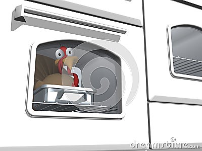 Toon Thanksgiving Turkey in Oven Stock Photo