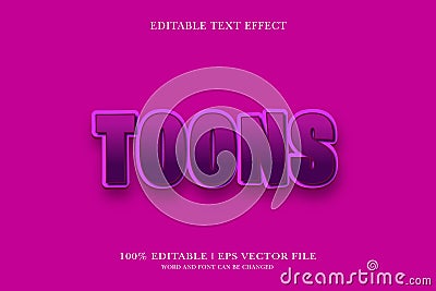 Toons Editable text Effect with 3d vector design Vector Illustration