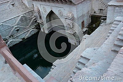 Toorji's Step Well, Toorji ki Jhalara, Toorj ki jhalra, Hand carved step well bulit to provide water to the Stock Photo