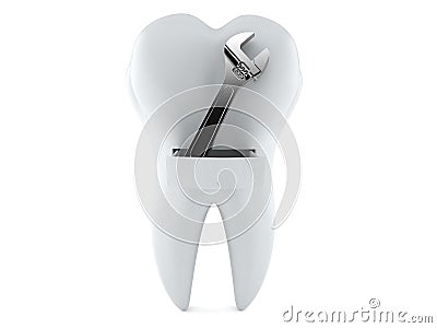 Tooth with adjustable wrench Stock Photo