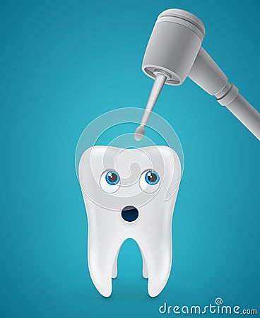 Tooth afraid dental drilling Stock Photo