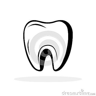 Tooth black icon. Tooth shape symbol. Vector. Tooth icon isolated Vector Illustration