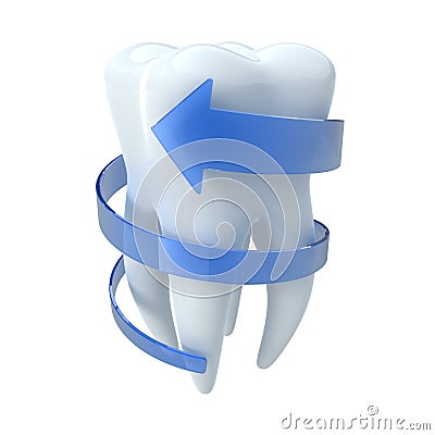 Tooth with blue arrow Stock Photo