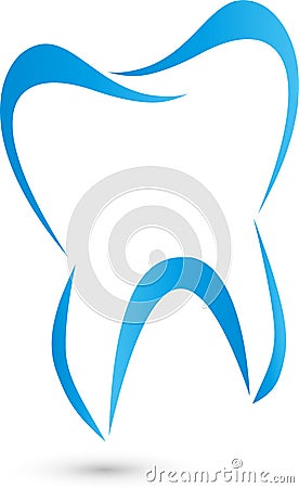 Tooth in blue, colored, tooth and dentist logo Stock Photo