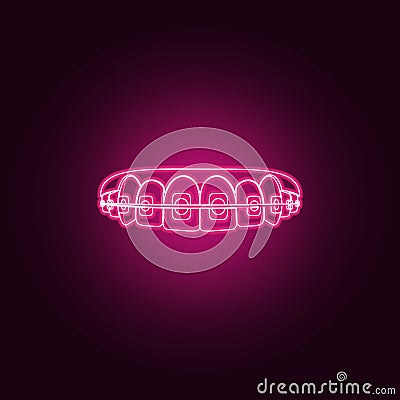 tooth braces icon. Elements of Dental in neon style icons. Simple icon for websites, web design, mobile app, info graphics Stock Photo
