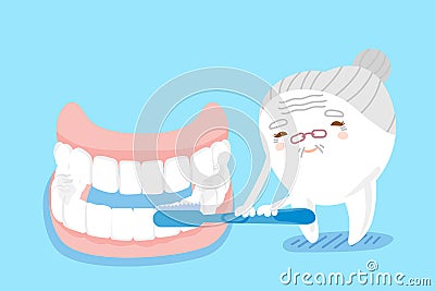 Tooth brush with false tooth Vector Illustration