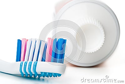 Tooth-brush and tooth-paste Stock Photo