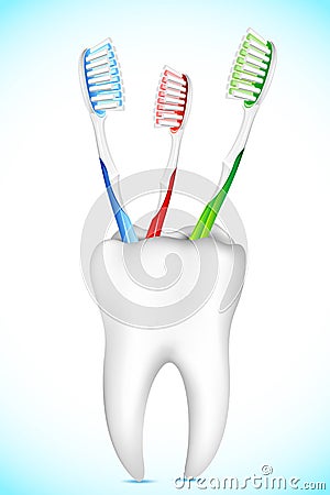 Tooth Brush in Tooth Stand Vector Illustration
