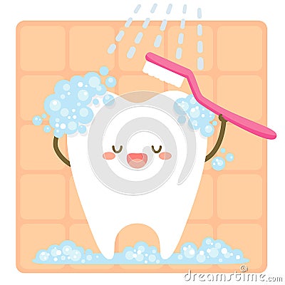 Tooth brushing itself Vector Illustration