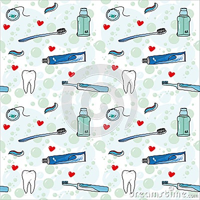 Tooth care with love seamless vector pattern Stock Photo