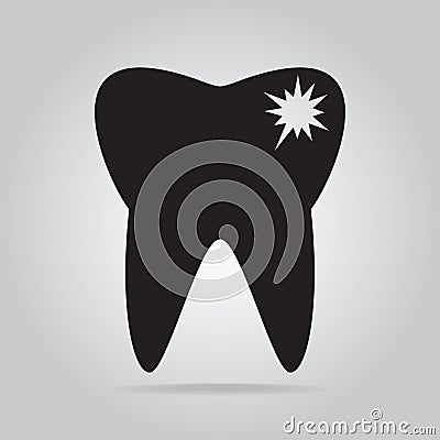 Tooth caries, tooth decay icon Vector Illustration