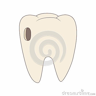 Tooth with caries icon, cartoon style Vector Illustration