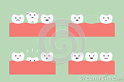 Step of caries to first teeth Vector Illustration