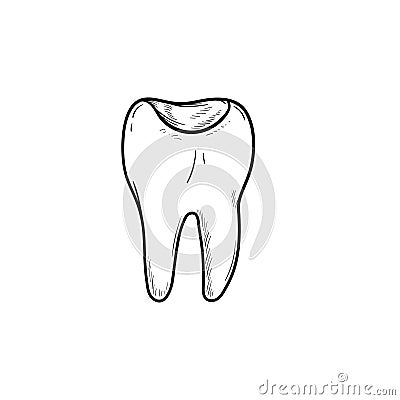 Tooth cavity hand drawn outline doodle icon. Vector Illustration