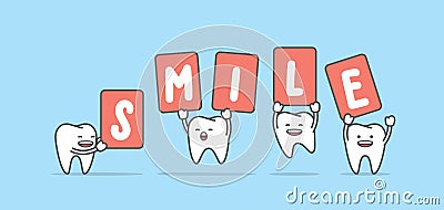 Tooth character jumping up with smile sign illustration vector o Vector Illustration