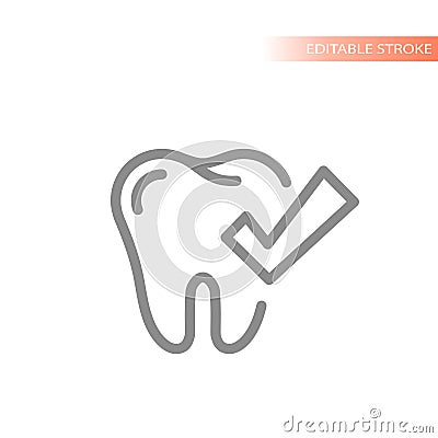 Tooth and checkmark line vector icon Vector Illustration