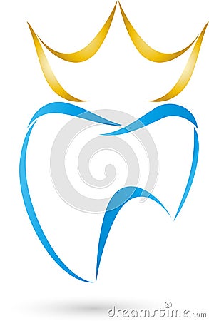 Tooth and crown of gold, tooth and dentist logo Stock Photo