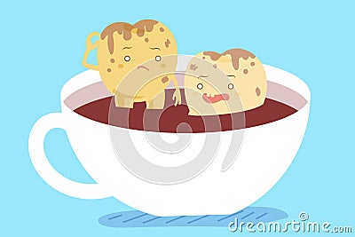 Tooth in cup of coffee Vector Illustration