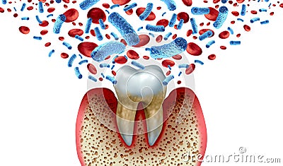 Tooth Decay Blood Bacteria Cartoon Illustration