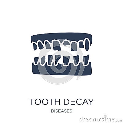 Tooth decay icon. Trendy flat vector Tooth decay icon on white b Vector Illustration