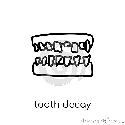 Tooth decay icon. Trendy modern flat linear vector Tooth decay i Vector Illustration