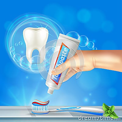 Tooth Dental Care Realistic Vector Illustration