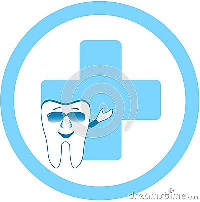 Tooth with dental clinic sign Vector Illustration