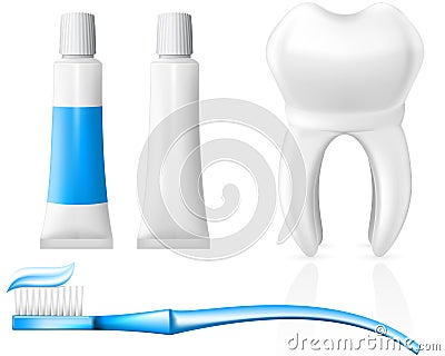 Tooth and dental hygiene equipment Vector Illustration