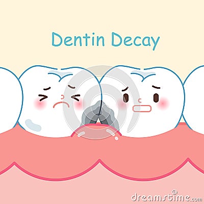 Tooth with dentin decay Vector Illustration