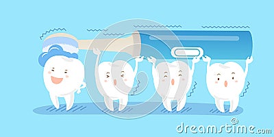 Tooth with electric toothbrush Vector Illustration