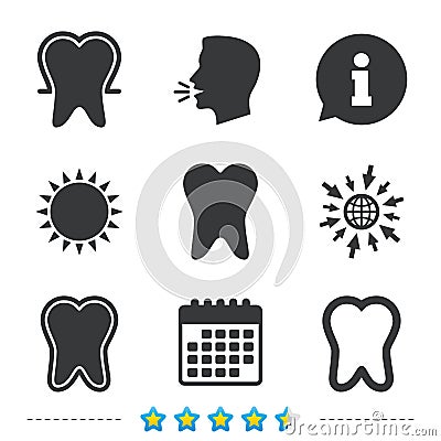 Tooth enamel protection icons. Dental care signs. Vector Illustration