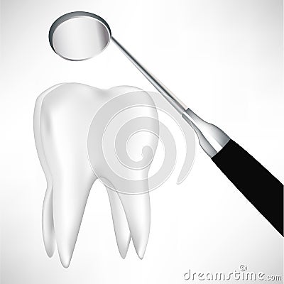 Tooth examined by dental mirror Vector Illustration