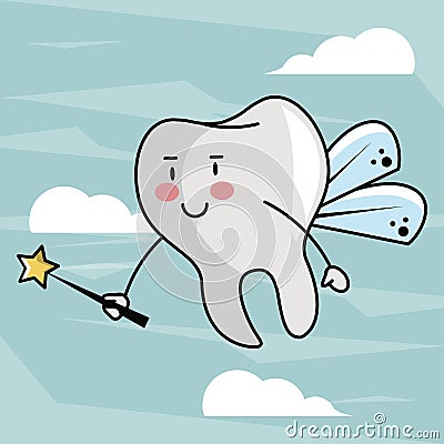 Tooth fairy cartoon Vector Illustration