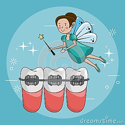 Tooth fairy and dental care Vector Illustration