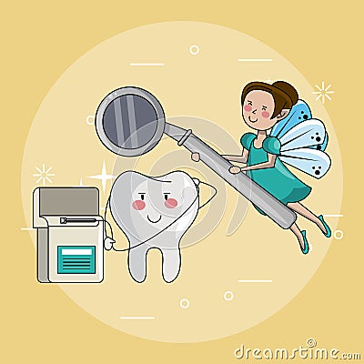 Tooth fairy and dental care Vector Illustration