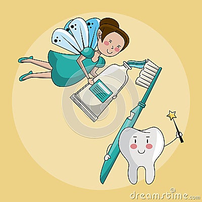 Tooth fairy and dental care Vector Illustration