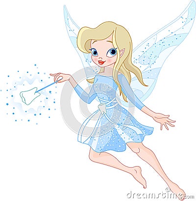 Tooth fairy with magic wand Vector Illustration