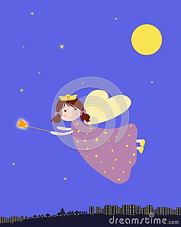 Tooth fairy with magic wand Stock Photo