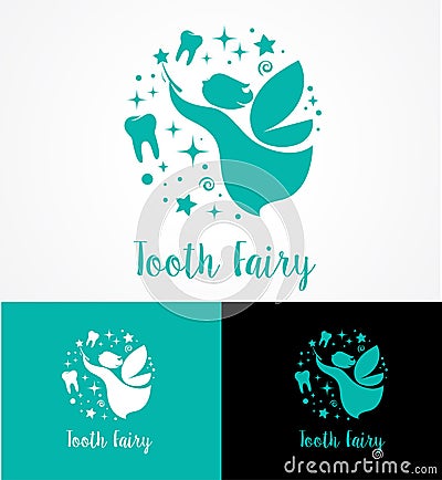 Tooth Fairy with magic wand - make a wish icon and symbol Vector Illustration